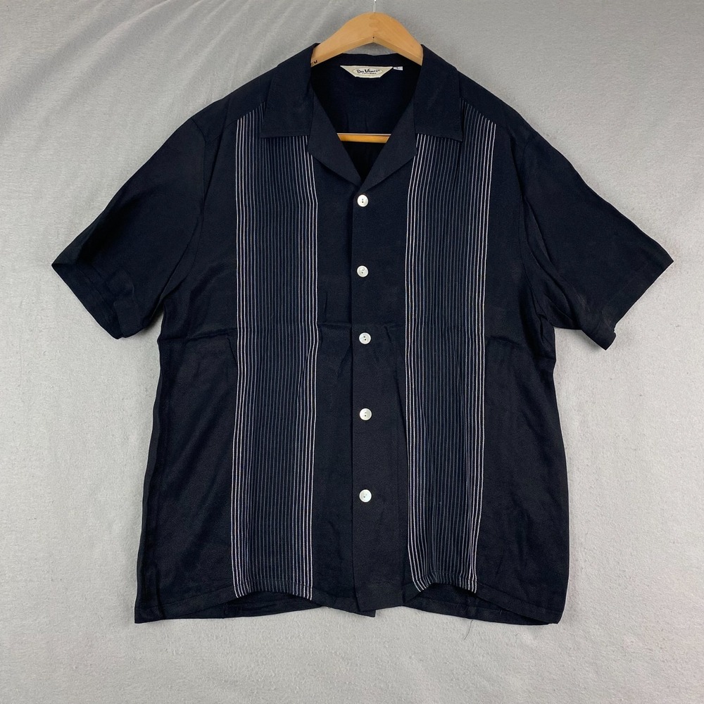 Da Vinci Shirt Mens Large Striped Charlie Sheen Short Sleeve Rayon Bowling camp